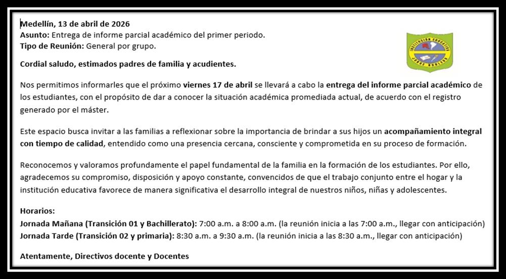 Entrega de informe parcial académico del primer periodo - 2026